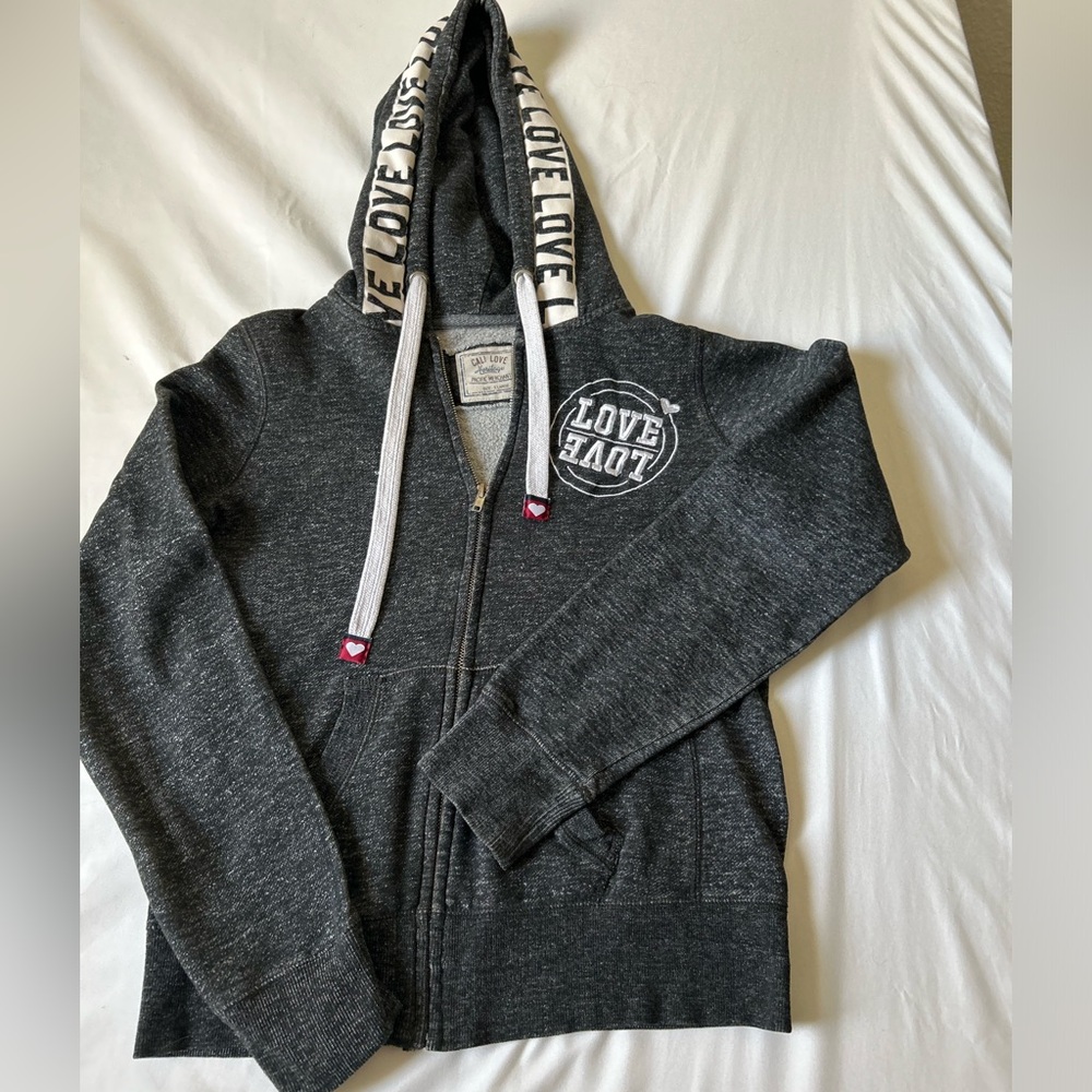 Cali Love Heritage vintage zip up hoodie sweatshirt embellished w/ love size XL